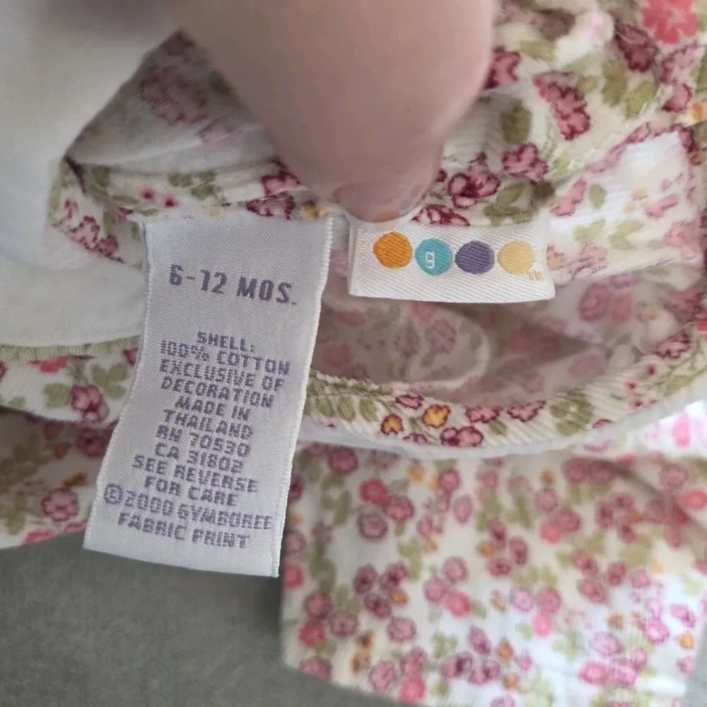 Vintage Gymboree Azalea Floral Corduroy Romper 6-12 Months 2000 Pattern